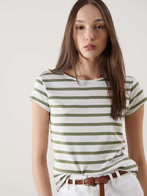 LCW Vision Crew Neck Striped Women's T-Shirt - S58645Z8-LEV