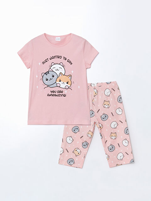 LCW Kids طقم بيجاما برقبة دائرية للبنات - S58649Z4-G21