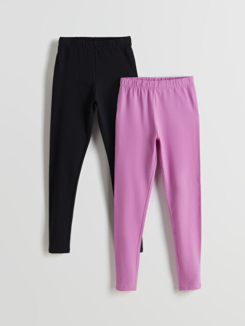 LCW Kids Beli Lastikli Kız Çocuk Tayt 2'li - S58654Z4-CVL