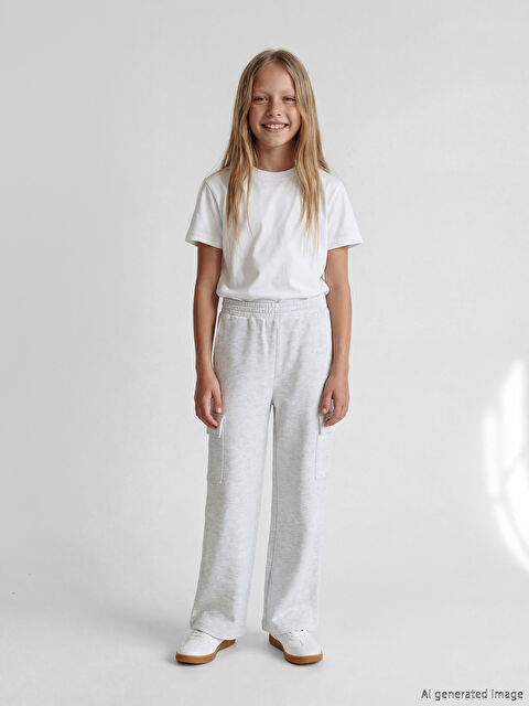 LCW Kids Beli Lastikli Kız Çocuk Kalın Kargo Eşofman Altı