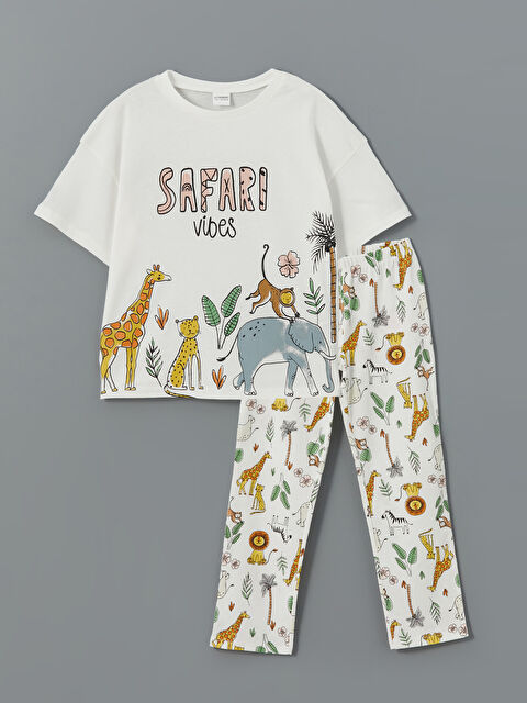 LCW Kids Bisiklet Yaka Kız Çocuk Pijama Takımı - S58671Z4-FDU