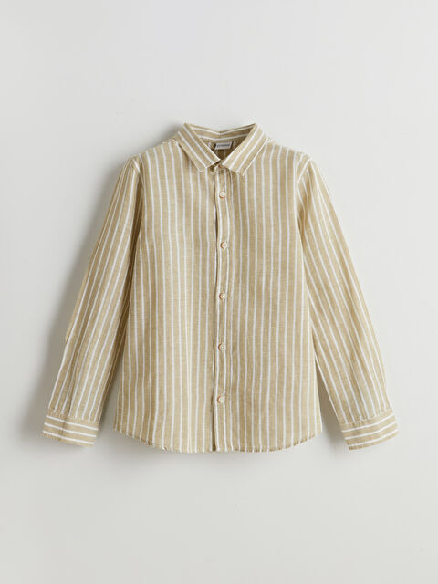 LCW Kids Çizgili Keten Karışımlı Erkek Çocuk Gömlek - S58713Z4-LEV
