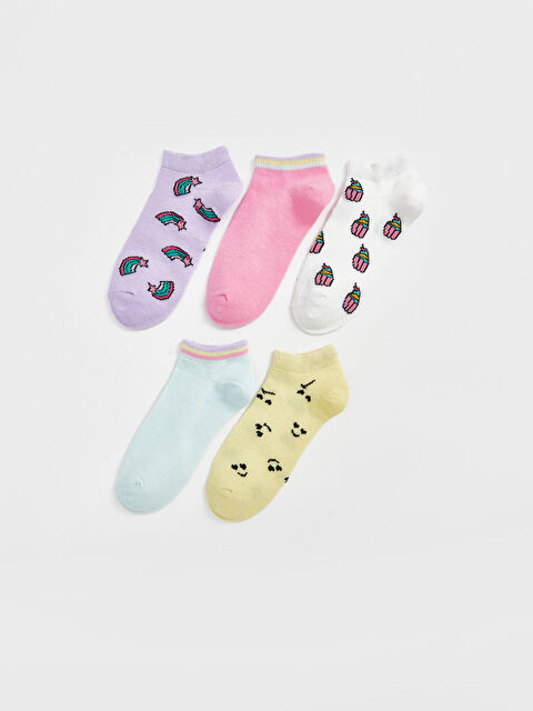 LCW Kids Desenli Kız Çocuk Patik Çorap 5'li - S58764Z4-G7S