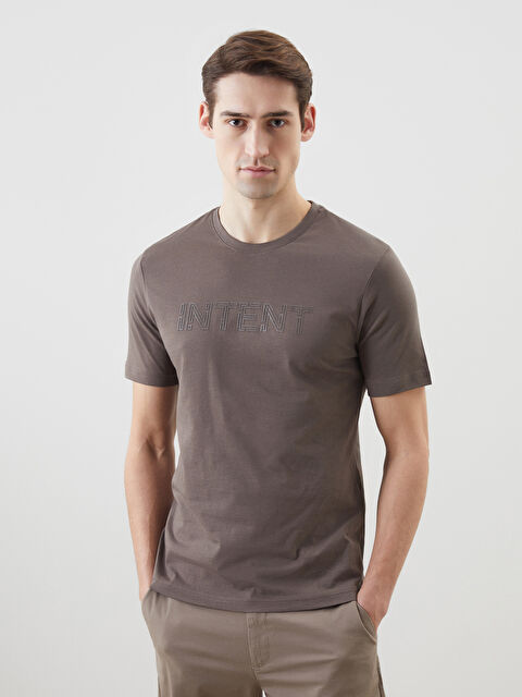 LCWAIKIKI Classic Bisiklet Yaka Baskılı Penye Erkek Tişört - S58870Z8-Z7R