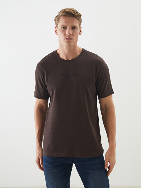 LCWAIKIKI Classic Bisiklet Yaka Baskılı Erkek Tişört - S58871Z8-YKY