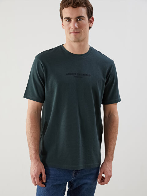 LCWAIKIKI Classic Bisiklet Yaka Baskılı Erkek Tişört - S58871Z8-ZDJ