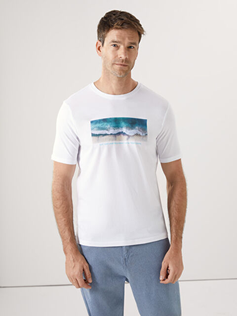 LCWAIKIKI Classic Bisiklet Yaka Baskılı Penye Erkek Tişört - S58877Z8-Q6K