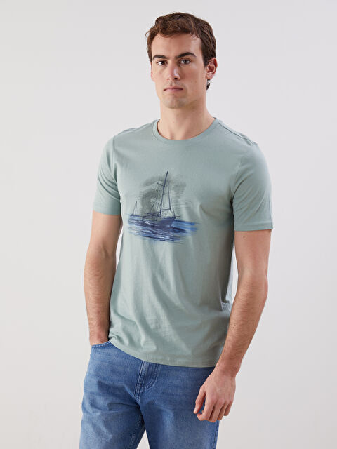 LCWAIKIKI Classic Crew Neck Short Sleeve Printed Combed Cotton Men's T-shirt - S58878Z8-TW2