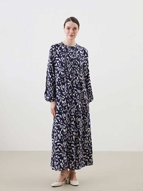 LCW Grace Bisiklet Yaka Desenli Kadın Elbise - S58905Z8-LSH