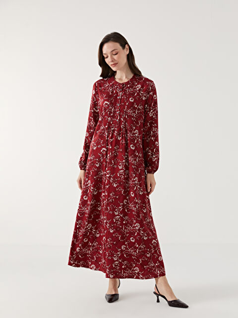 LCW Grace Bisiklet Yaka Çiçekli Elbise - S58905Z8-LTQ