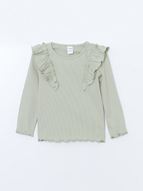 LCW Kids Bisiklet Yaka Fırfırlı Kız Çocuk Tişört - S59005Z1-FJY