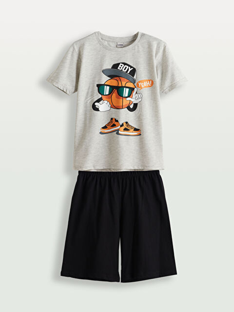 LCW Kids Crew Neck Boys' Shorts Pyjama Set - S59090Z4-LAK