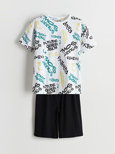 LCW Kids Crew Neck Boys' Shorts Pyjama Set - S59096Z4-LU7