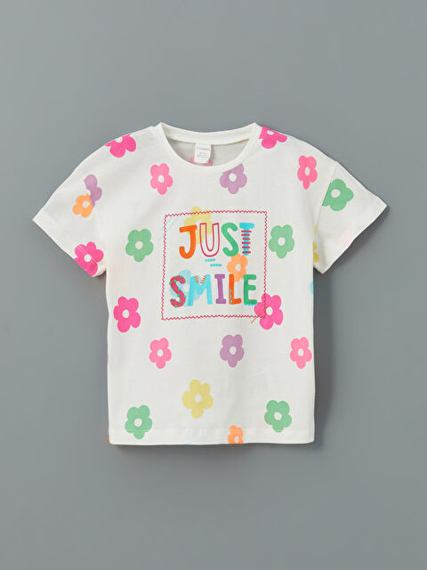 LCW Kids Crew Neck Printed Jersey Girls' T-Shirt - S59115Z1-LRA