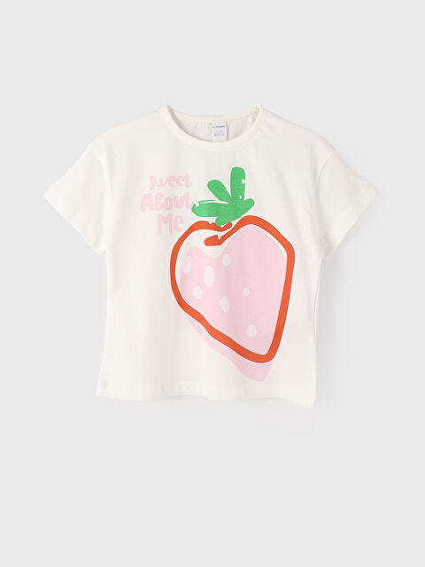 LCW Kids Crew Neck Printed Short Sleeve Baby Girls' T-Shirt - S59121Z1-R9J