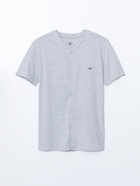 LC WAIKIKI V Yaka Kısa Kollu Nakışlı Erkek Pijama Üstü - S59152Z8-LAL