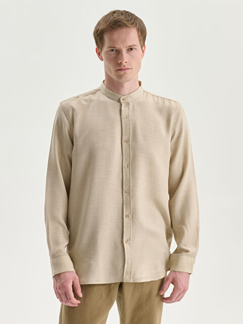 LCW Vision Regular Fit Grandad Collar Long Sleeve Men's Shirt - S59164Z8-V41