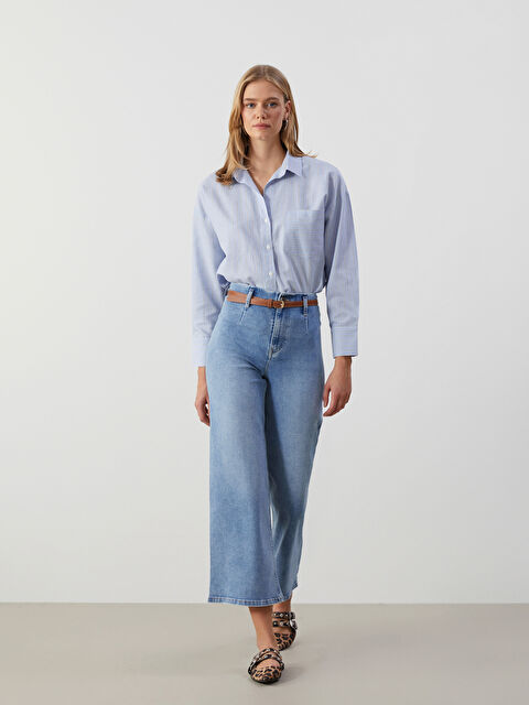 LCW Jeans Beli Kemerli Wideleg Kadın Jean Pantolon - S59196Z8-311