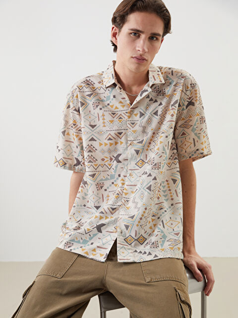 XSIDE قميص رجالي بأكمام قصيرة وقصة عادية - S59241Z8-F9C