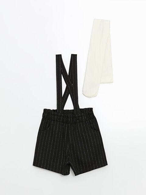 LCW Kids Çizgili Askılı Kız Çocuk Şort ve Külotlu Çorap 2'li - S59314Z1-CVL