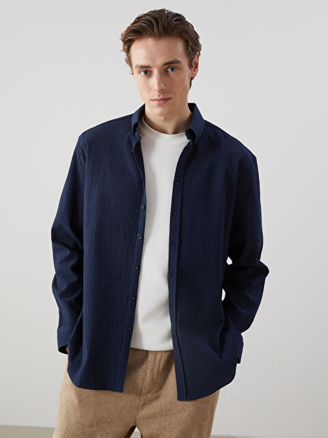 LCW Vision Regular Fit Long Sleeve Dobby Fabric Men's Shirt - S59360Z8-HFH