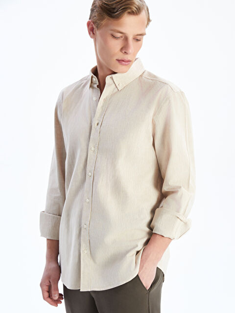 LCW Vision Regular Fit Long Sleeve Linen Blend Men's Shirt - S59361Z8-Z4R