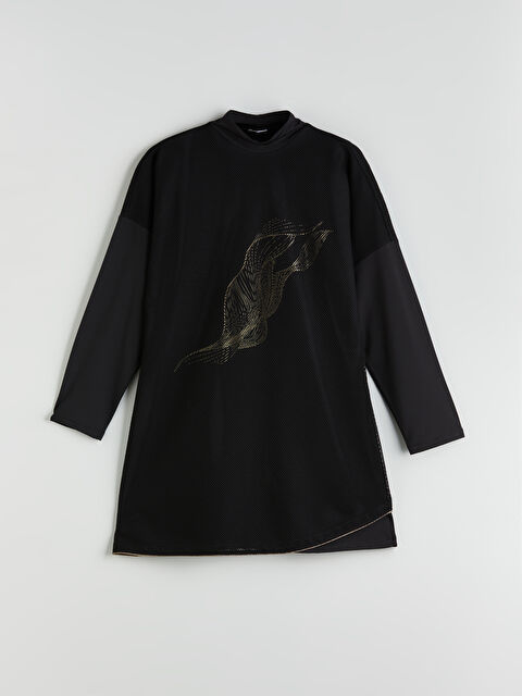 LCW DREAM Dik Yaka Baskılı Kadın Tesettür Mayo Üst