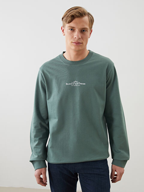 LCWAIKIKI Classic سويت شيرت كم طويل بياقة دائرية للرجال - S59429Z8-HBA