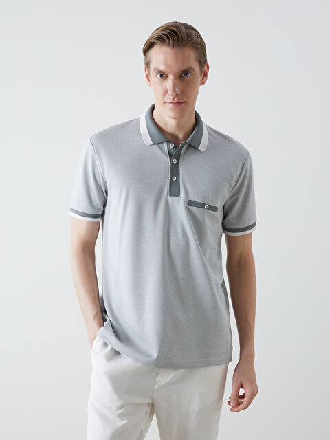 LCWAIKIKI Classic Polo Yaka Kısa Kollu Desenli Erkek Tişört - S59471Z8-YRX