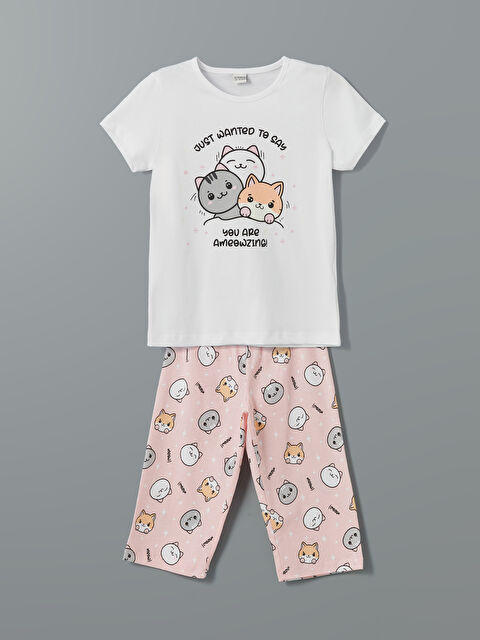 LCW Kids Crew Neck Girls' Pyjama Set - S59545Z4-Q6K