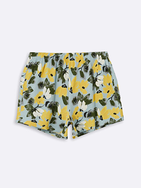 LCW DREAM Petite Beli Lastikli Çiçekli Kadın Şort Pijama Altı - S59597Z8-LQK