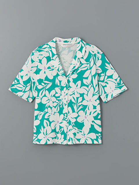 LCW DREAM Gömlek Yaka Çiçekli Kadın Pijama Üstü - S59603Z8-LRA