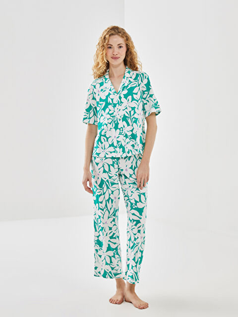 LCW DREAM Gömlek Yaka Çiçekli Kadın Pijama Takımı - S59605Z8-LRA