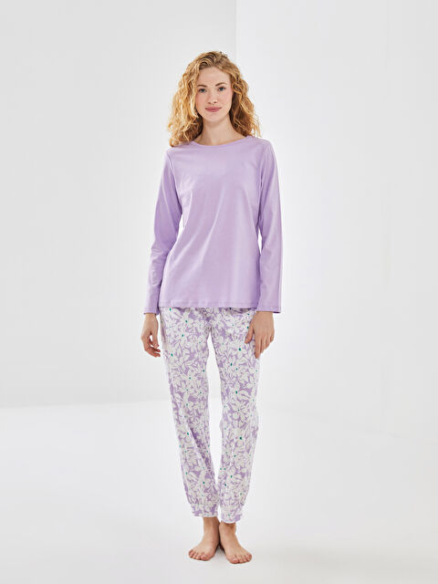 LCW DREAM Bisiklet Yaka Çiçekli Kadın Pijama Takımı - S59621Z8-LRA