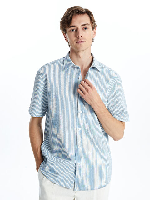 LCW Vision Regular Fit Short Sleeve Striped Men's Shirt - S59629Z8-LEN