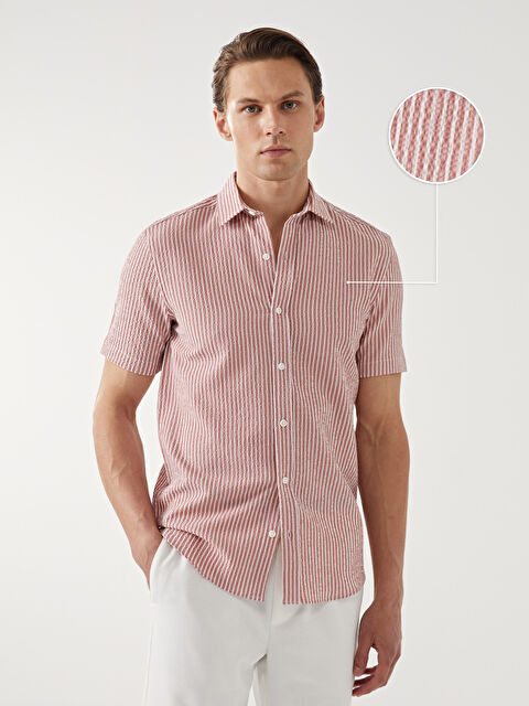 LCW Vision Regular Fit Short Sleeve Striped Men's Shirt - S59629Z8-LHP
