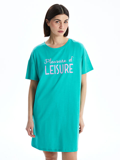 LCW DREAM Bisiklet Yaka Baskılı Kadın Gecelik - S59672Z8-GHX