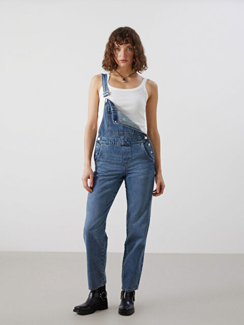 LCW Vision Kare Yaka Düz Askılı Kadın Jean Salopet - S59738Z8-507