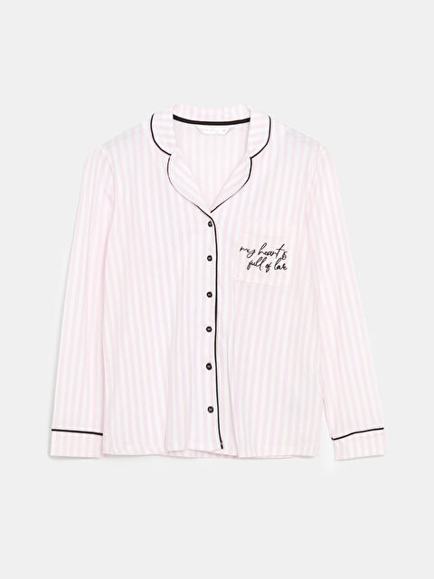 LCW DREAM Gömlek Yaka Nakışlı Kadın Pijama Üst - S59754Z8-LRA