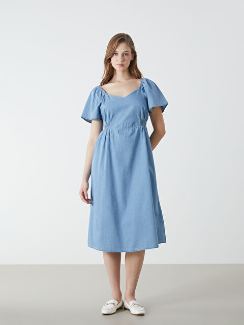 LCW Comfort Rochie Midi Simplă Plisată pentru Femei - S59758Z8-507