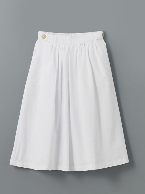 LCW Teen Beli Lastikli Keten Karışımlı Genç Kız Etek - S59839Z4-Q6K