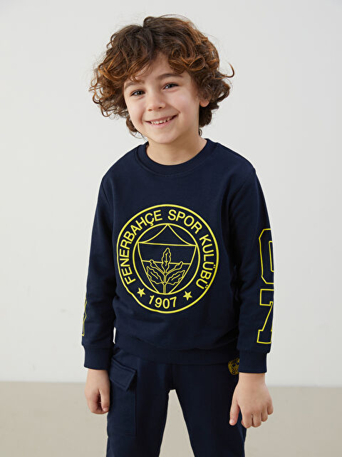 LCW Kids Bisiklet Yaka Fenerbahçe Baskılı Erkek Çocuk Sweatshirt ve Eşofman Alt 2'li - S59851Z1-VYA