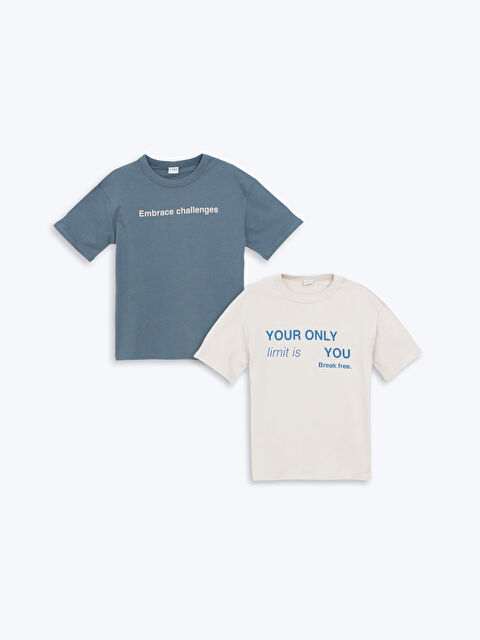 LCW Kids Bisiklet Yaka Erkek Çocuk Tişört 2'li - S59872Z4-QW6