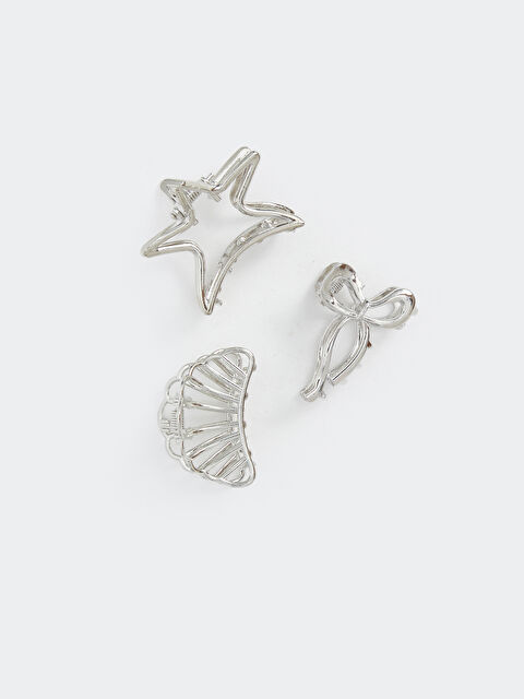 LCW JOY مجموعة مشابك شعر معدنية على شكل مخلب - 3 قطع