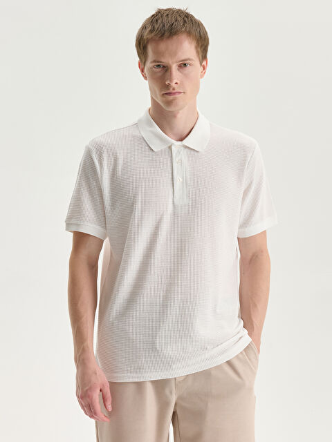 LCW Vision Polo Neck Short Sleeve Men's Textured T-Shirt - S59969Z8-R9J