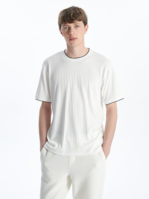 LCW Vision Футболка Мужская В Полоску С Круглым Вырезом И Отделкой - S59970Z8-J5E