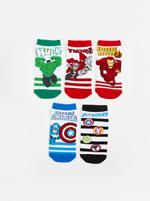 LCW Kids Hulk Patterned Boys' Trainer Socks 5 Pack - S5AA42Z4-K00