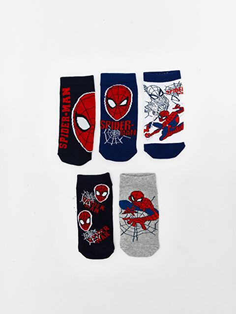 LCW Kids Spider-Man Desenli Erkek Çocuk Patik Çorap 5'li - S5AA44Z4-K00