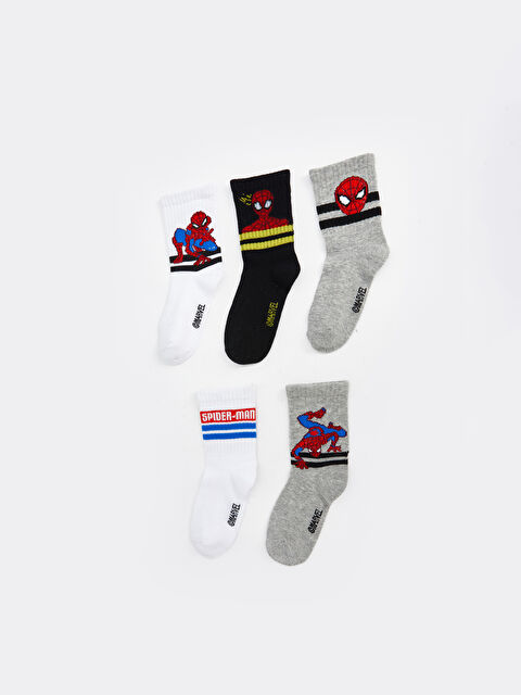 LCW Kids Spider-Man Desenli Erkek Çocuk Soket Çorap 5'li - S5AB56Z4-K00