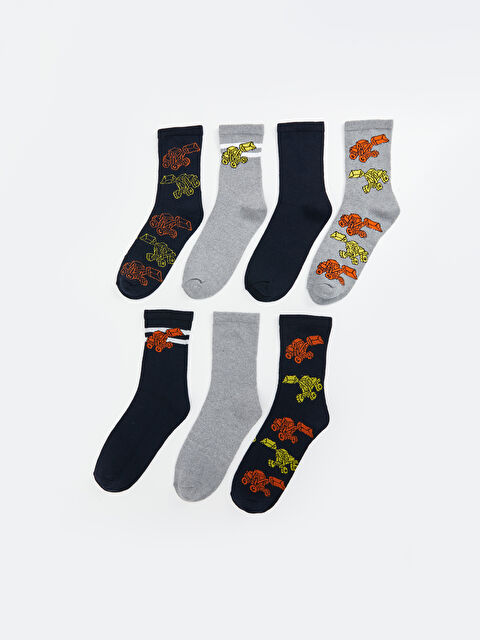 LCW Kids Desenli Erkek Çocuk Soket Çorap 7'li - S5AB78Z4-K00